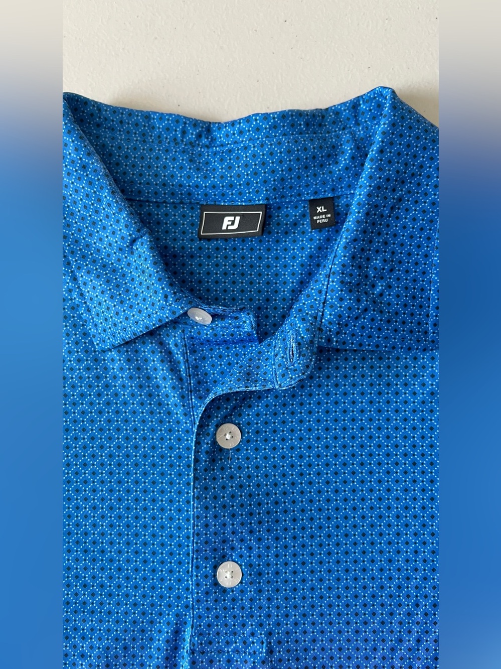 FootJoy FJ Blue Dot Geo Lisle Golf Polo XL - Picture 4 of 11
